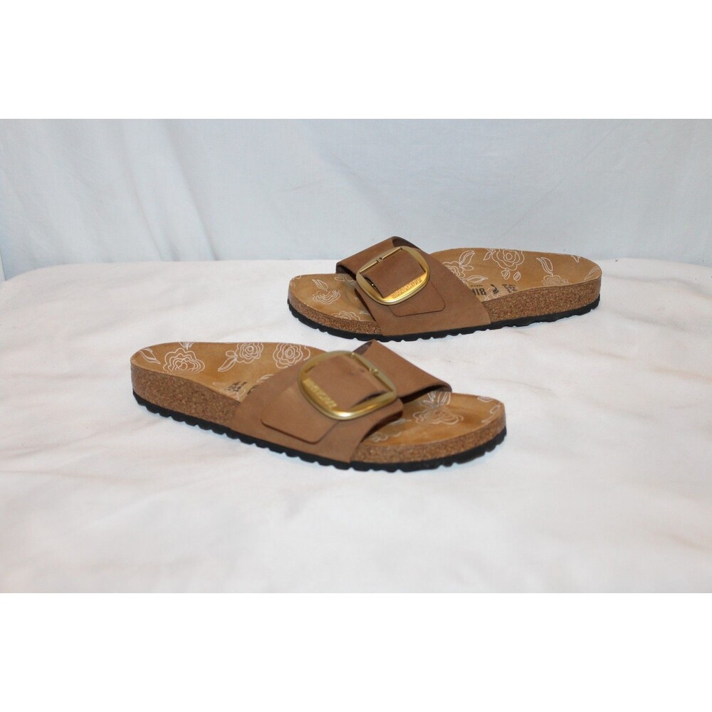 Birkenstock Women's Madrid Big Buckle Suede Sandals Mink NWOB EU 39 NARROW - Picture 8 of 10